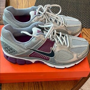 Nike Gray and Purple Running Shoes